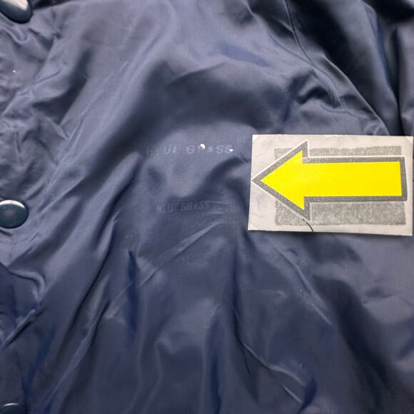 Vintage 70s Win Wear Nylon Varsity Button Lined Jacket Men Large Navy Blue Snap - Picture 10 of 16